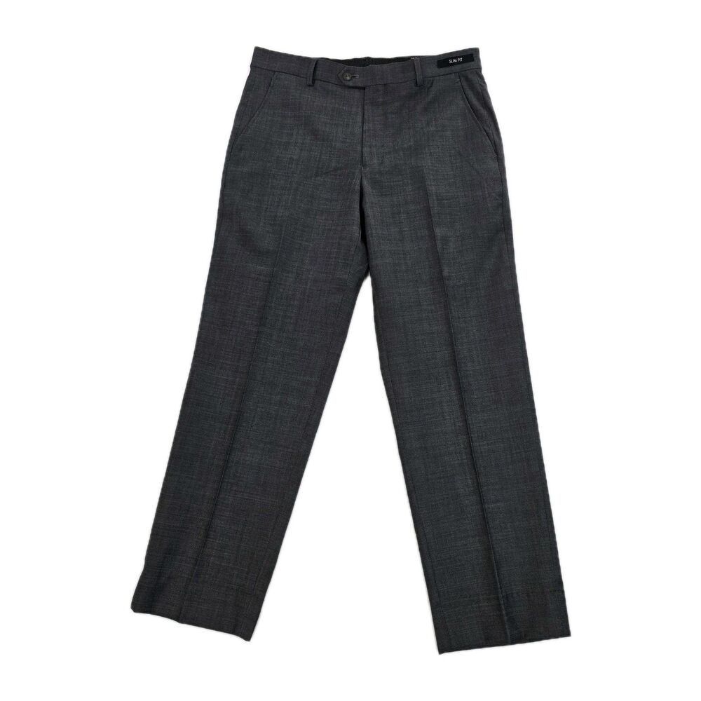Jos. A. Bank Traveler Pants Men 33x28 Gray Slim Fit Travel Tech Dress Wool Blend